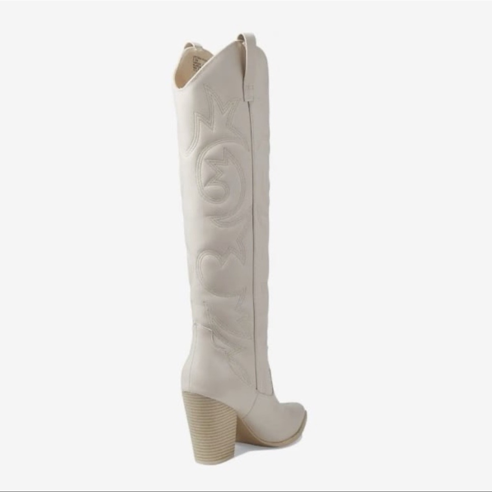 Steve Madden Lasso Lincoln High Bone Beige Cowboy Boots New Womans Knee High - Picture 5 of 11